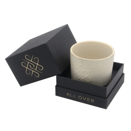 Black Foil Stamped Rigid Candle Box with Molded Tray Insert