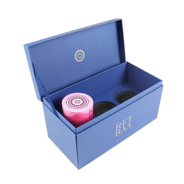 Blue Double-Layer Candle Gift Box with Foam Drawer Insert