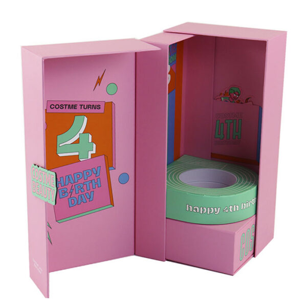 Double-Door Cosmetic Gift Set Box with Round Display Insert