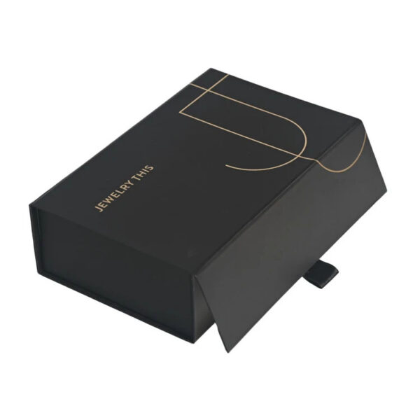 Foldable Magnetic Rigid Jewelry Box with Gold Foil Logo Foldable Magnetic Rigid Jewelry Box with Gold Foil Logo
