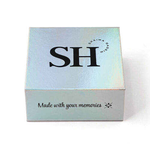 Iridescent Rigid Photo Magnet Gift Box with Divider Insert