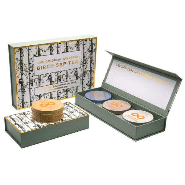 Luxury Rigid Magnetic Birch Sap Tea Tin Box with Insert Luxury Rigid Magnetic Birch Sap Tea Tin Box with Insert