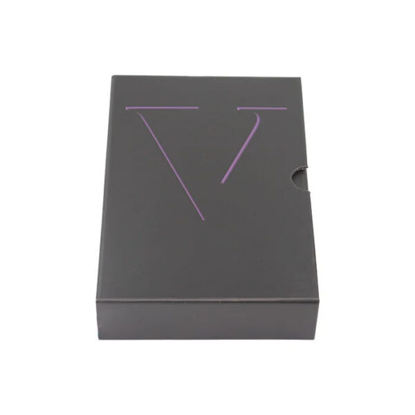Matte Black Drawer Rigid Box with Purple Logo Thumb Notch