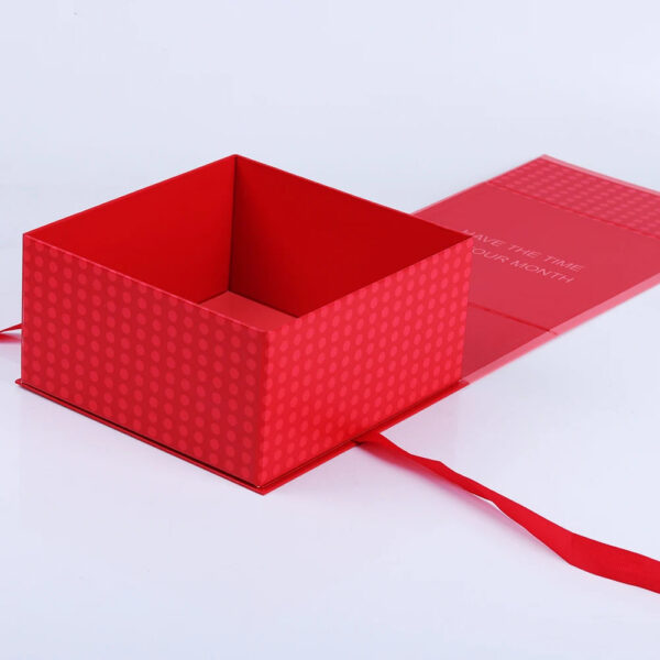 Red Collapsible Period Care Gift Box with Ribbon Closure