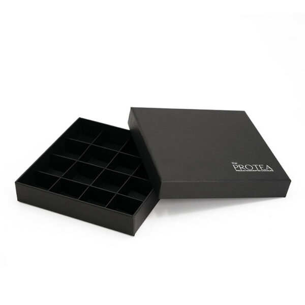 Rigid Chocolate Gift Box with Logo Printed Grid Inserts