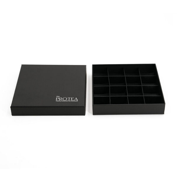 Rigid Chocolate Gift Box with Logo Printed Grid Inserts